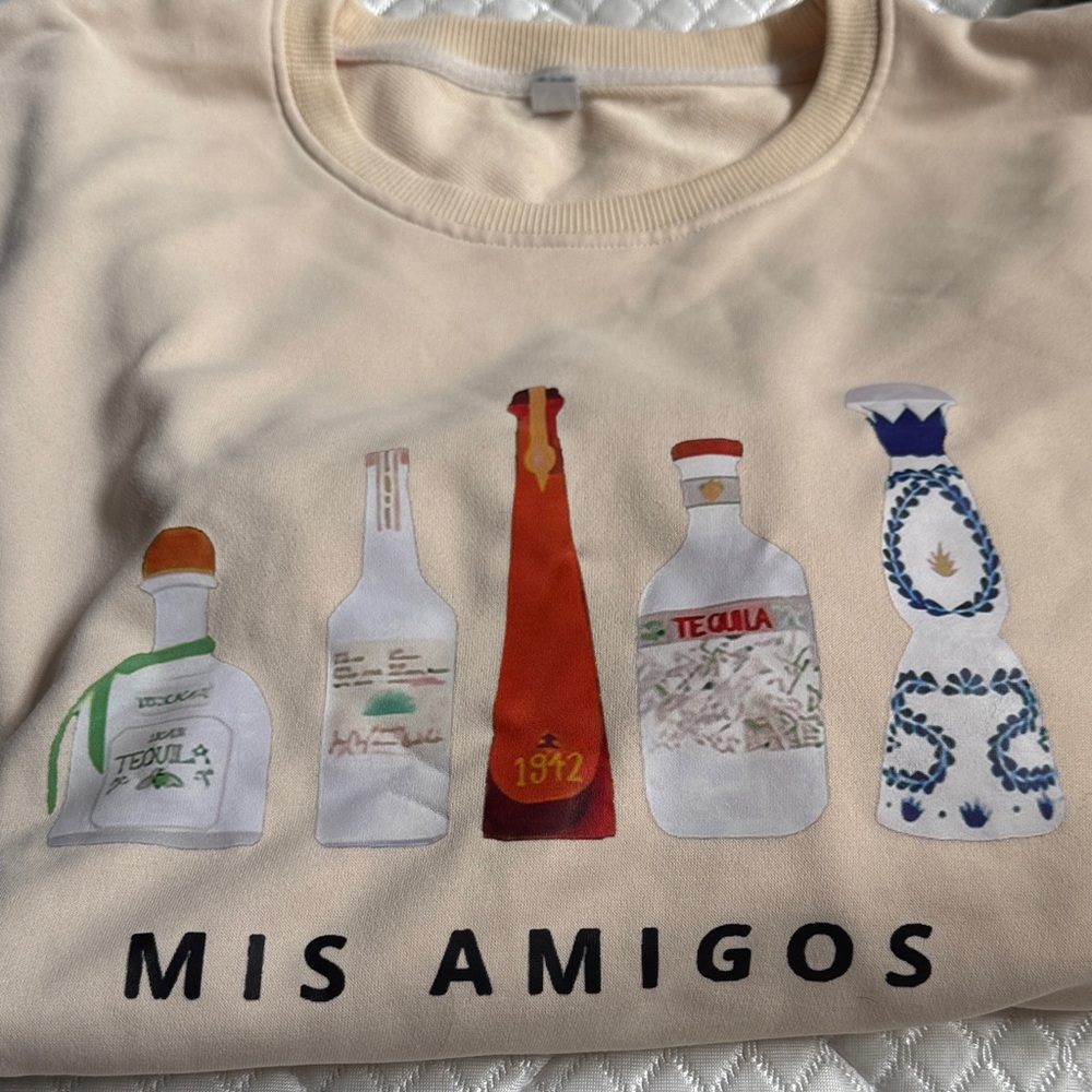 Cream Graphic Sweatshirt with fun tequila logo